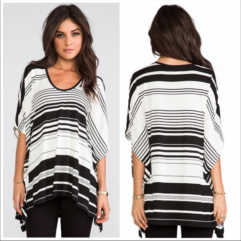 NWOT BCBG Lucille Poncho-Off White & Black- XS/S